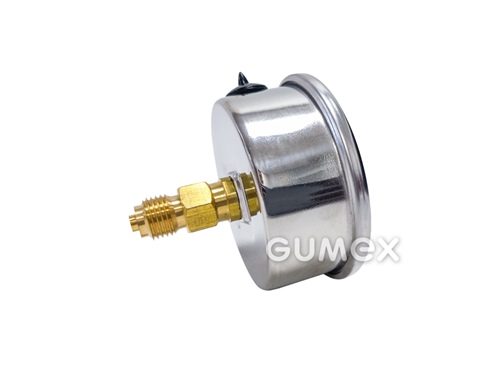 Manometr glycerinový se zadním vývodem, průměr 63mm, vnější závit G 1/4", 0-4bar, třída přesnosti 1,6%, průzor akryl, pouzdro nerezová ocel, -40°C/+60°C